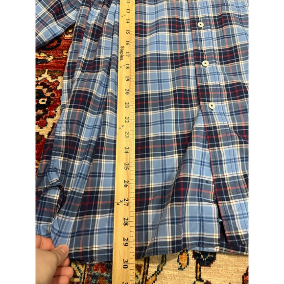 Men’s Billy Reid Blue Red Button Down Long Sleeve Preppy Shirt Size Large - Picture 4 of 5